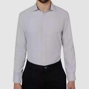 $50 Calabrum Mens‎ Modern-Fit Gray Button Down Dress Shirt Size M 15-15.5 BB2.
